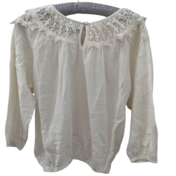 Anthropologie Seen Worn Kept Crochet Lace Trim Top - Picture 2 of 4